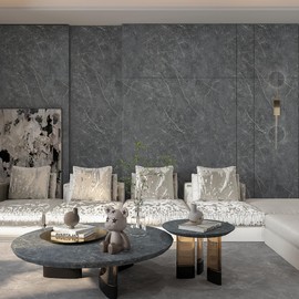 Peel and Stick Flooring Roll Vinyl Floor Tiles Waterproof Stick on Flooring 24"x197"PVC Floor Wallpaper Contact Paper for Floors Dark Grey Vinyl Laminate Flooring Floor Sticker for Kitchen Bathroom