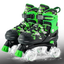 Adjustable Roller Skates for Boy & Youth, Kids Roller Skates with All Light up Wheels for Indoor Outdoor Sports