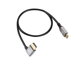 RIIEYOCA 90 Degree Left Angle UHD 8K HDMI Male to Mini HDMI Male 18Gbps High Speed 2.1 Extended Coil Cable Supports 8k@60Hz, 1080p, ARC, 3D, for DVR, HDTV, (Left Angle, 0.5M)