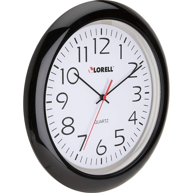 Lorell Wall Clock with Arabic Numerals, 13-1/4-Inch, Black Frame