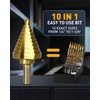 COMOWARE Step Drill Bit for Metal, Titanium Coated, Double Cutting