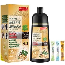 ZENITHGLO Black Hair Dye Shampoo 3 in 1 for Women & Men 100% Gray Hair Coverage - Herbal Ingredients Natural Plant Hair Color - Hair Dye in Minutes 17.6 Fl Oz