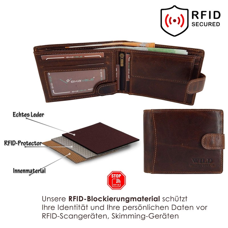 ekavale Wallet 5503, brown, ID pocket