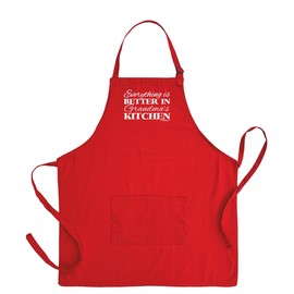 ThisWear Everything is Better in Grandma's Kitchen Apron for Kitchen Two Pocket Apron Red