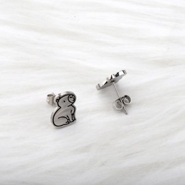 OKEYCH Capybara Lover Gift Capybara Stud Earrings Who Loves Capybaras Jewelry Capybara Owner Gift Capybara Merch (Capybara Stud E C)