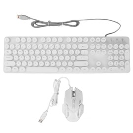 RGB Keyboard Mouse Combo Adjustable RGB Backlit 104 Keys Mechanical Punk Keyboard DPI Mouse Set for Office Gaming White
