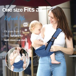 Toddler Carrier, Baby Sling Side Baby Carrier Newborn from Birth for Babies from 0 to 24 Months, Toddlers up to 20 kg (Blue)