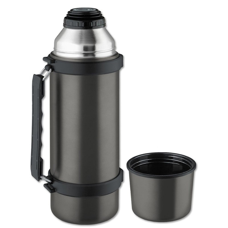 ISOSTEEL Isolierflasche Travel Quickstop, Titan-Grau