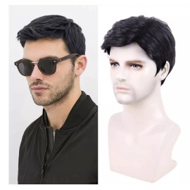Creamily Peluca Corta Recta Natural Pelo Sintético Negro