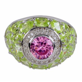 POMPÖÖS by Harald Glöckler G0224R/90/03/ (54 (17.2)) Women's Ring Rhodium-Plated 925 Silver, Silver, Cubic Zirconia