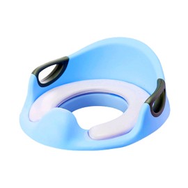 GrassVillage Potty Training Seat for Kids, Toddlers | Toilet Training Seat for Boys Girls with Handles, Backrest and Anti-Splash Design | Fits Round & Oval Toilets (Blue)