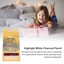 Lápiz de dibujo de arte blanco, bolígrafo de carbono blanco de suavidad moderada, agarre cómodo, resistente y duradero para resaltar bocetos