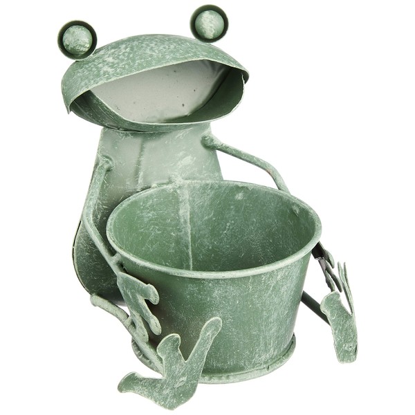 Murataya Sangyo Frog Planter Sit, Green, Approx. 6.7 x 3.9 x 4.7 inches (17 x 10 x 12 cm), 4771 Tin