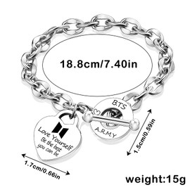 WKxinxuan BTS Unisex Bracelet, BTS Jewellery, BTS Merch Adjustable Bracelets, Pendants, Kpop Heart Pendants, Kpop Gifts