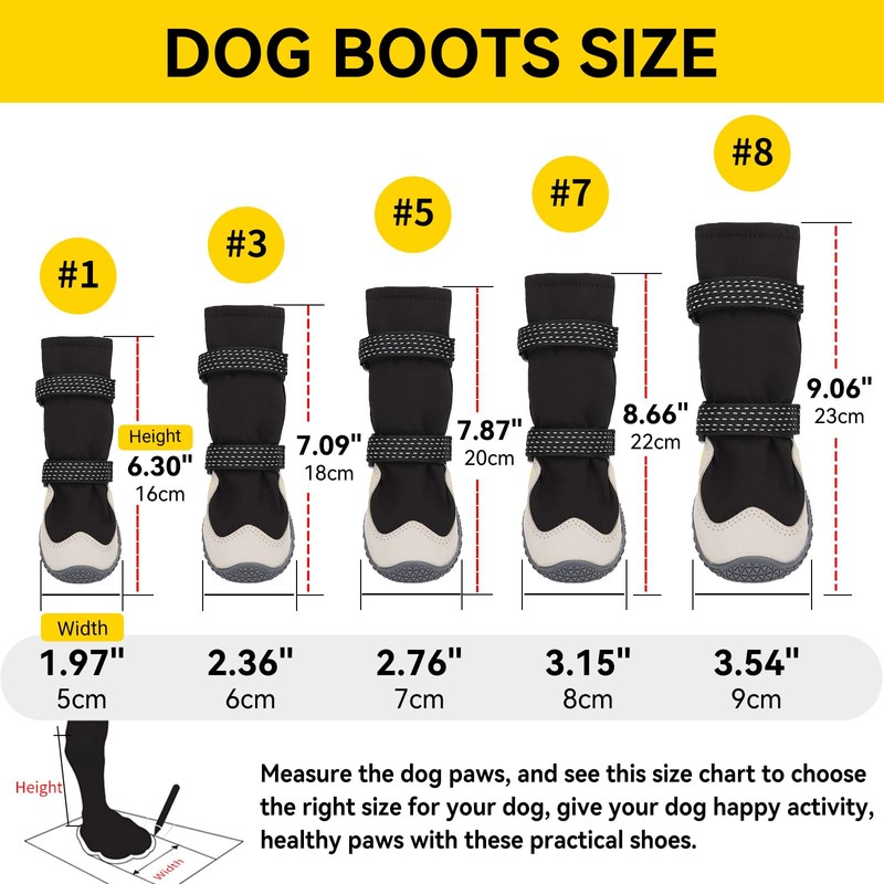 Billionchains Dog Boots for Small to Large Breed, Waterproof Paw