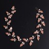 Teyglen Leaf Pearls Long Headband Hair Vine Handmade Bridal Leaves Headband Wedding Hair Accessories for Brides Hair Pieces Rose Gold Flower Girl Headpieces for Women (40cm Rose gold)