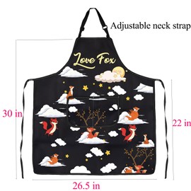 BNQL Fox Apron with Pockets Fox Gifts Fox Lovers Gift Cute Fox Apron Fox Animal Apron Fox Gardening Baking BBQ Chef Apron