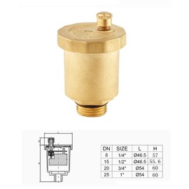 1 x Bleed Valve, Brass Automatic Bleed Valve, Male Thread, Bleed Outlet Valve for Boiler, Radiator, Solar Water Heater, Water Tank, Storage Tank (DN10 3/8 Inch)