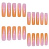 24pcs Curve Press on Nails Extra Long Fake Nails Orange
