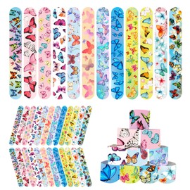 Mienocol 24 PCS Butterfly Slap Bracelets Wristband Slap Bands,Butterfly Party Snap Band Bracelets for Kids Girls Butterfly Theme Party Bag Filler,Birthday Party Favors Classroom Prizes Xmas Gifts