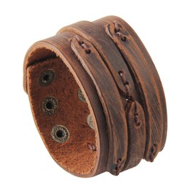 GelConnie Brown Leather Cuff Bracelet Punk Belt Braided Wrap Bracelet Viking Bangle Handmade Woven Wristband for Women, Men