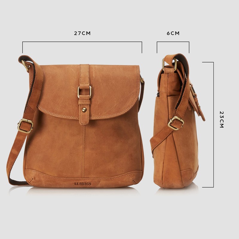 LEABAGS Paris genuine buffalo leather messenger bag in vintage style
