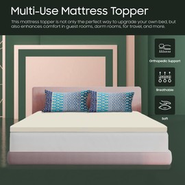 Mattress Solution 1-inch Bedding Topper for Mattress | Comfortable Toppers Provide Orthopedic Support for The Back and Lower Back, Breathable, Soft Mattress Pads for Proper Relaxation, Twin, White