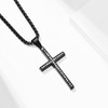 Men Women Stainless Steel Simple Cross Necklace Crucifix Jewelry (Black,