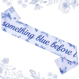 Wonmelody Something Blue Before I Do Bridal Shower Decor Something Blue Before I Do Sash Pearl Light Floral Sash Some-thing B-lue Bridal Shower Gift for Floral Bachelorette Wedding