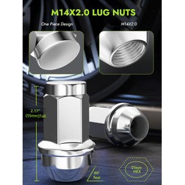 AUTOPTIM M14x2.0 Lug Nuts - Replacement for 2004-2014 Ford F150, 2003-2014 Ford Expedition, Chrome 13/16" 21mm, Hex 2.17" Tall, OEM Factory Style Closed End Wheel Lug Nuts (24pcs)