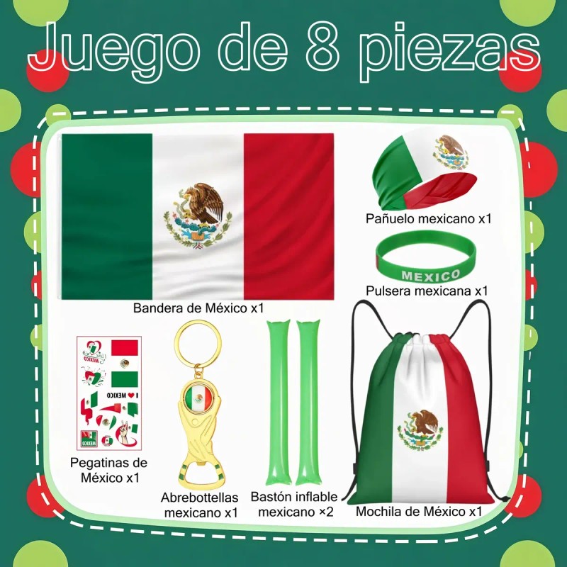 Kit Aficionado 8 Piezas Copa Mundial 2026 México