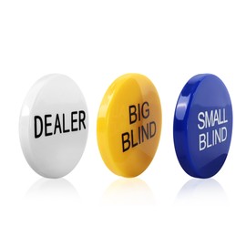 GSE Games & Sports Expert Small Blind, Big Blind, Dealer Button - Set of 3 Casino Texas Hold‘em Poker Button for Gambling Card Games, Poker Nights, Tournaments