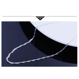 BQfife Sterling Silver Twisted Curb Link Chain Water wave chain Replacement Necklace Simple Slim for Pendant-24