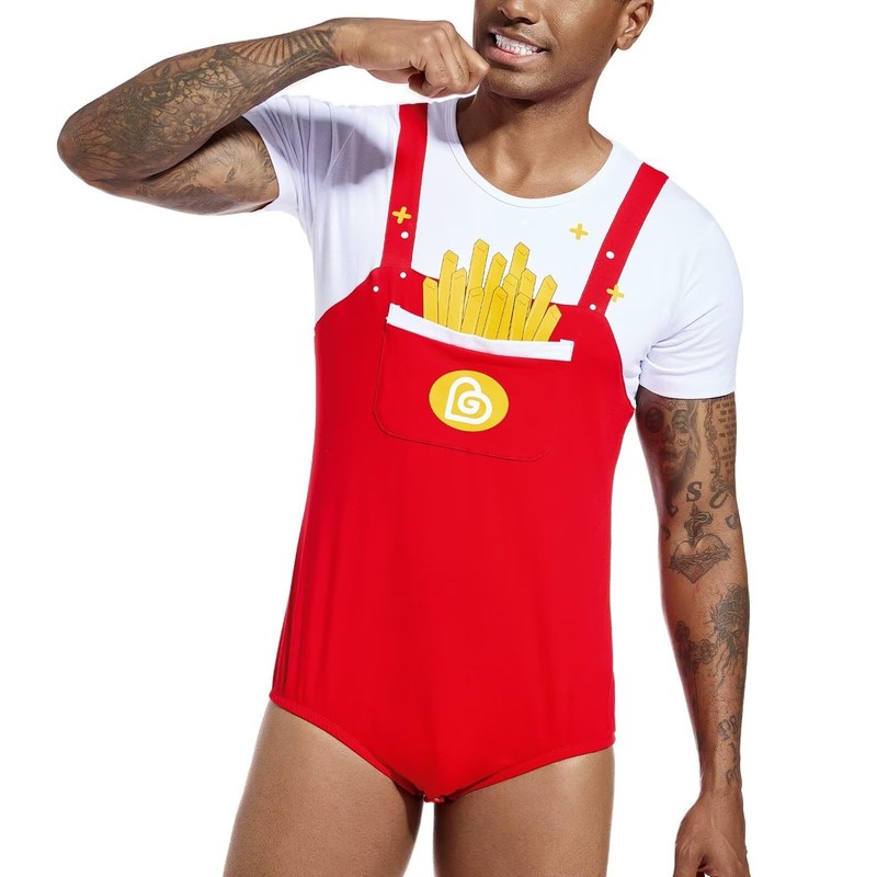 Landofgenie Bodysuit for Men One Piece Cotton Onesie with Buttons