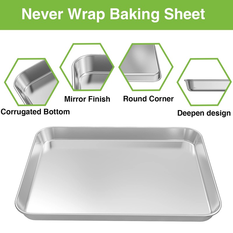 Baking Sheet Pan for Toaster Oven, Stainless Steel Baking Pans