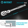 DURATECH 1/4" Drive Flex-Head Ratchet, 72-Tooth Ratchet Wrench, Quick-release, Reversible