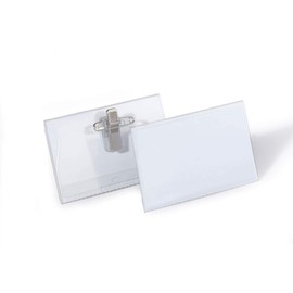 Durable 810119 name badge (with combination clamp, 54 x 90 mm) pack of 50 pieces, transparent