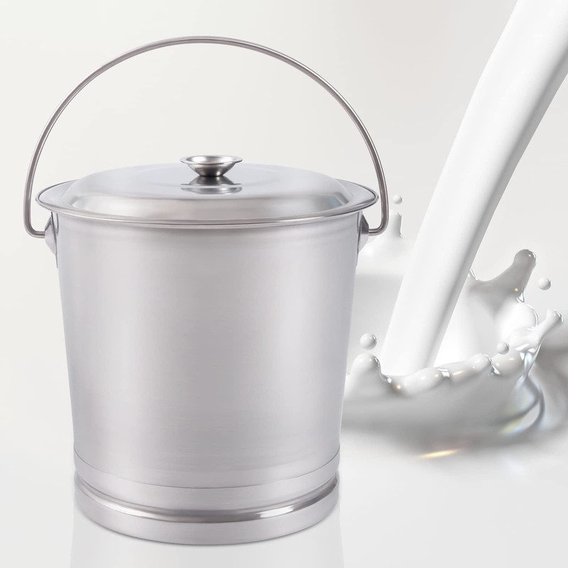 KONKENIE 14L Stainless Steel Bucket with Lid & Handle Coffee