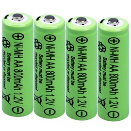 Yibatopow 4 Packs 1.2v AA Ni-MH Rechargeable Batteries,Double A 800mAh 1.2V Solar Lights Batteryies Pre-Charged, High Capacity for Outdoor Solar Lights, Lawn Lamps, Ground Lights