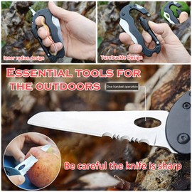 Carabiner Keyring Carabiner Hook Heavy Duty Mini Multitool Climbing Equipment for Camping with Small Key Ring, Pack of 2, Black