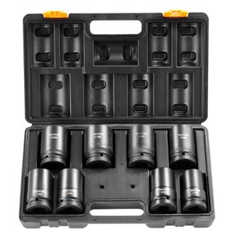 VEVOR 1" Drive Impact Socket Set, 8 Piece Deep Socket Set Metric 27-41mm, 6 Point Cr-Mo Alloy Steel for Auto Repair, Easy-to-Read Size Markings, Rugged Construction, Includes Storage Case