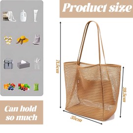35 x 39.5 cm Large Capacity Mesh Bag, Breathable Mesh Design, Beach Bag Inner Pocket for Safe Storage, Foldable and Portable, Suitable for Family Trips, Beach Holidays or Daily, 1