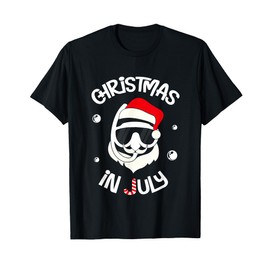 Santa Face Xmas Hat Funny Christmas In July T-Shirt