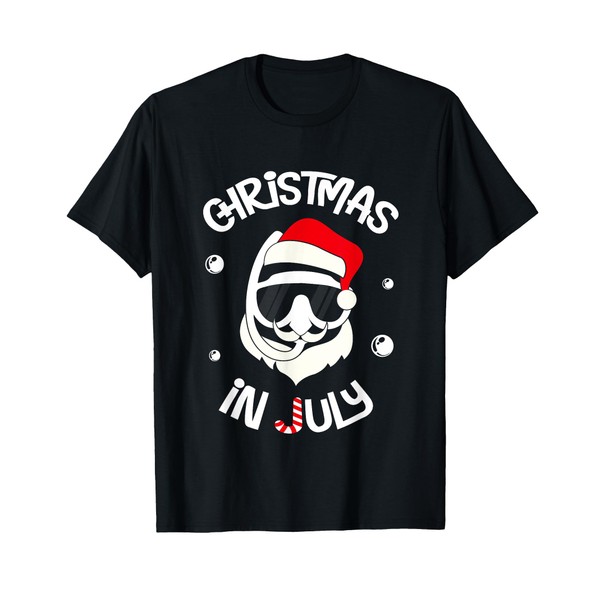 Santa Face Xmas Hat Funny Christmas In July T-Shirt