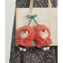 AppelToi M Size Plush Doll Mascot, Sewing Filming, Chibi Nui, Costume, 5.9 inches (15 cm), Smaller, Mini Poncho, Boa, Hello, Cherry, Ribbon, Key Chain, red