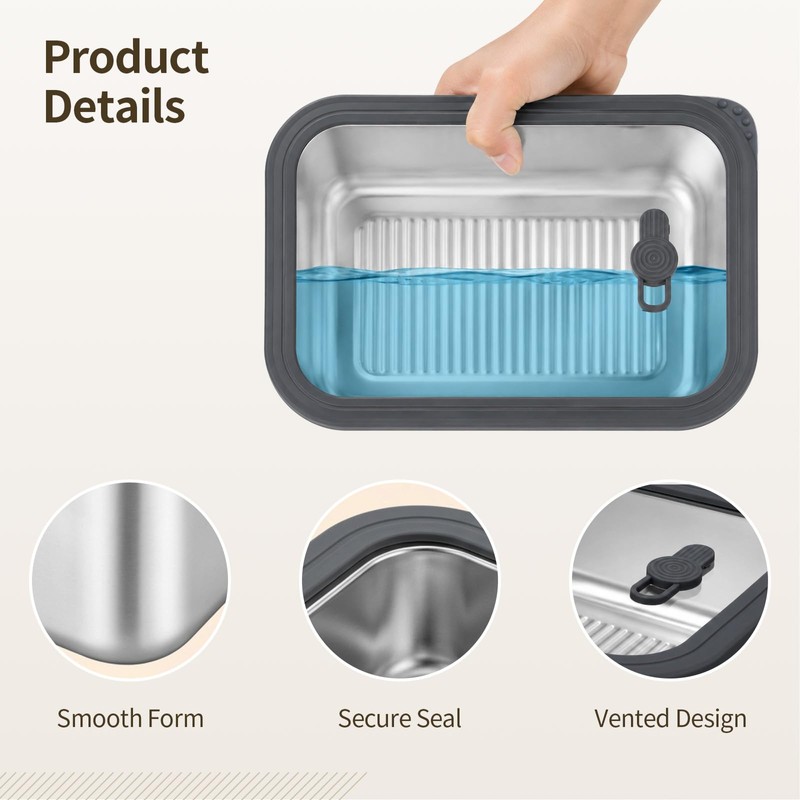 3 Pcs Stainless Steel Food Storage Containers with Glass Lids,