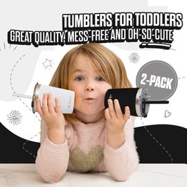 tweevo Sippy Cups For Toddlers 1-3 - Toddler Cups w/Screw Lids - Stainless Steel Kids Tumblers With Straws and Lids - 2 Pack