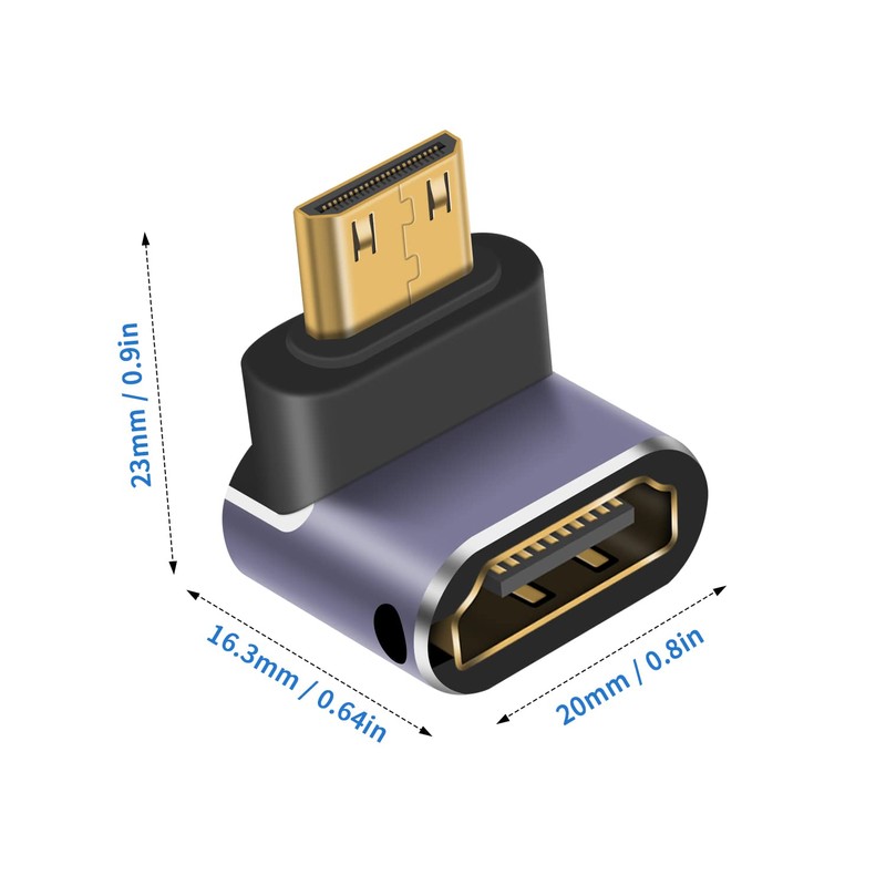 Duttek Right Angle HDMI Mini HDMI Adapter, 8K HDMI Mini