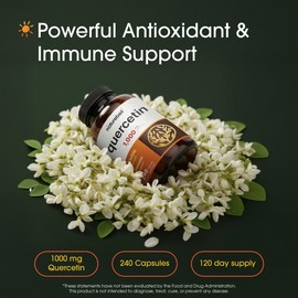 NatureBell Quercetin 1,000mg - 240 Capsules - Ultra Strength Supplement for Healthy Immune Support* - Quercetin Dihydrate from Sophora Japonica - Bioavailable Form