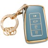 WSAuto for Lexus Key Fob Cover Soft 4 Buttons TPU Protection Car Key Case Shell with Fashion Gold Bling Keychain Compatible with Lexus RX is ES GS LS NX RS GX LX RC LC Smart Key Blue